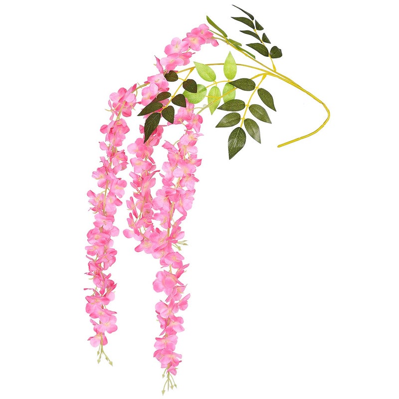 DearHouse 6 Pack Artificial Fake Wisteria Vine Ratta Hanging Garland Silk Flowers String Party Home Wedding Decor, 3.75 Feet/Piece,Pink - Image 5